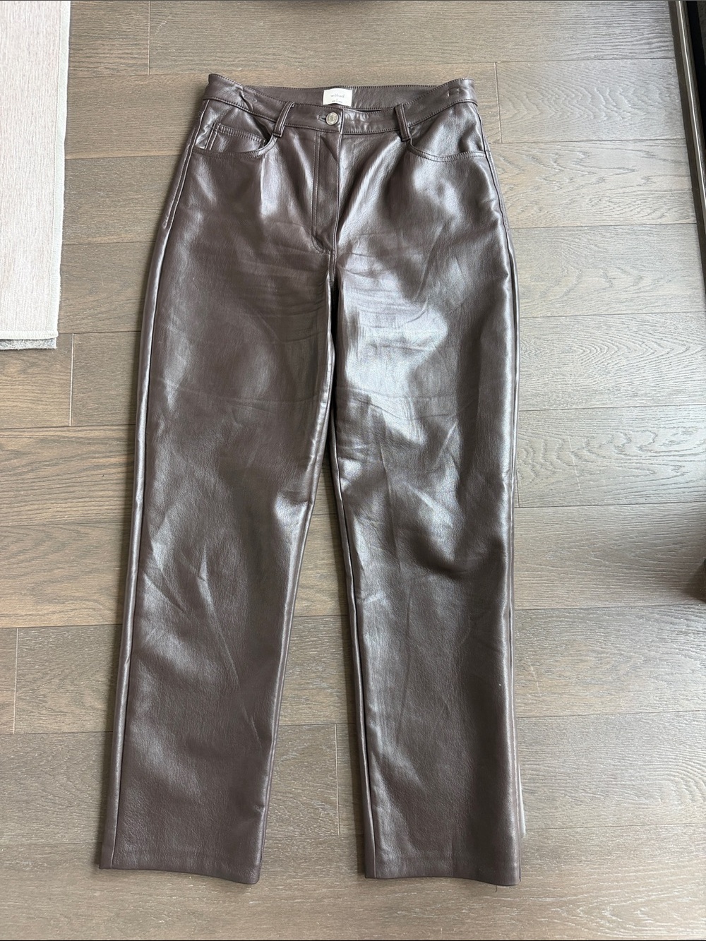 Wilfred Dark Brown Faux Leather Straight Leg Pants